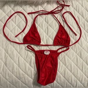 Tiny red bikini